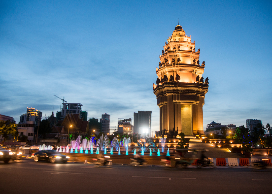 The Independence Monument in Phnom Penh, the capital of Cambodia