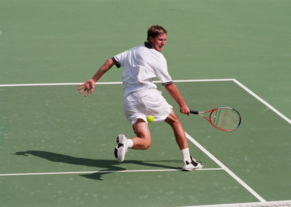 Yevgeny Kafelnikov from Russia during the final of the men's singles at the 2000 Olympics