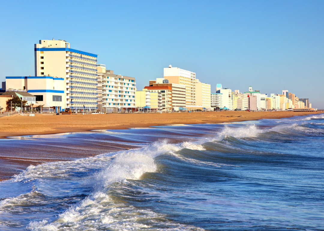 Waves crashing against the shores of Virginia Beach.