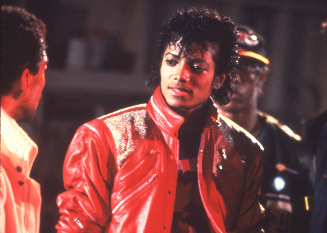 Michael Jackson in 1983 on the set of the Beat It music video. 