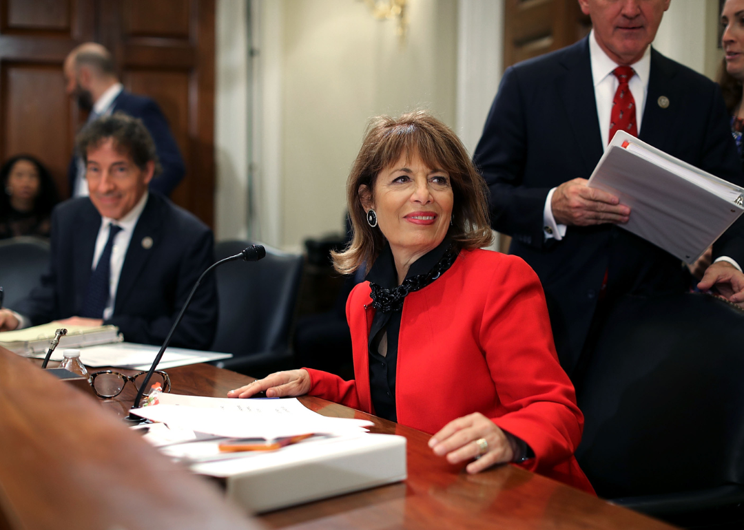 Rep. Jackie Speier (D-CA) joining members of the House Administration Committee during a hearing on preventing sexual harassment in Congress.