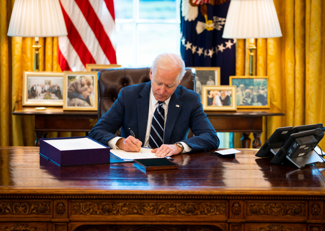 President Biden signing the American Rescue Plan Act into law