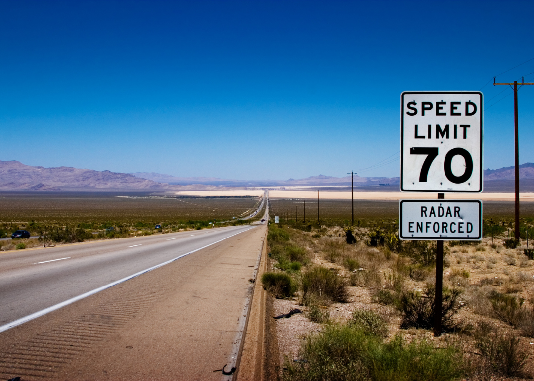 A freeway with a speed limit of 70 mph.