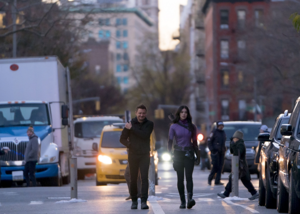 Jeremy Renner and Hailee Steinfeld in Hawkeye