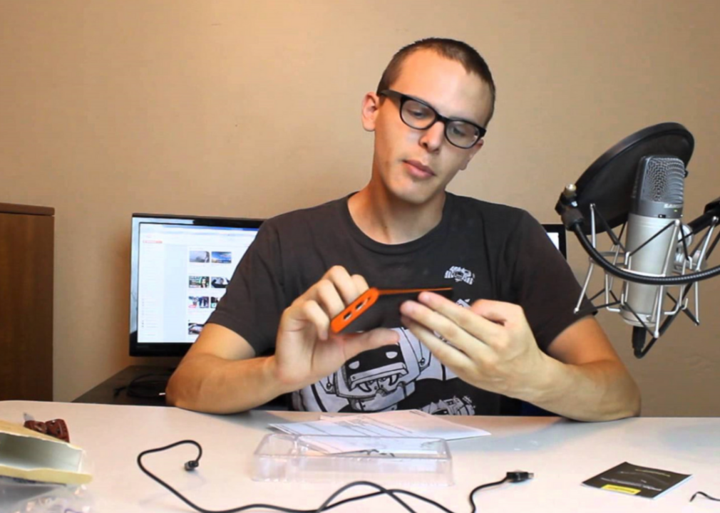 Ian Washburn unboxing a battery pack in Bad Unboxing