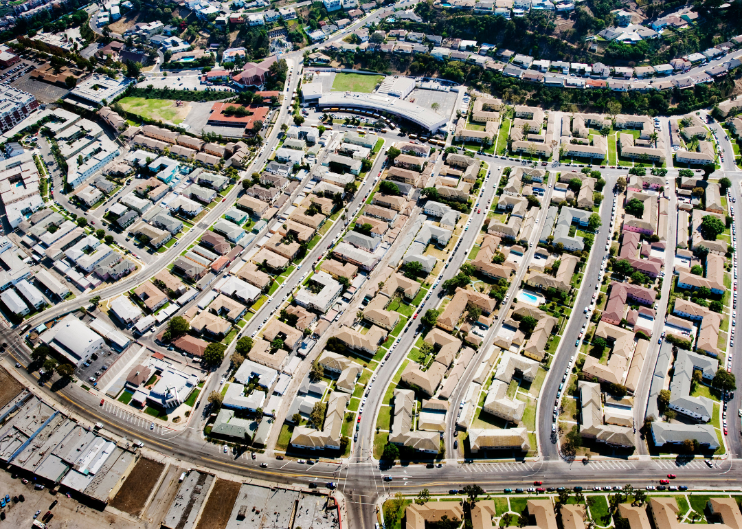 An aerial view of an Los Angeles residential neighborhood in 2008.