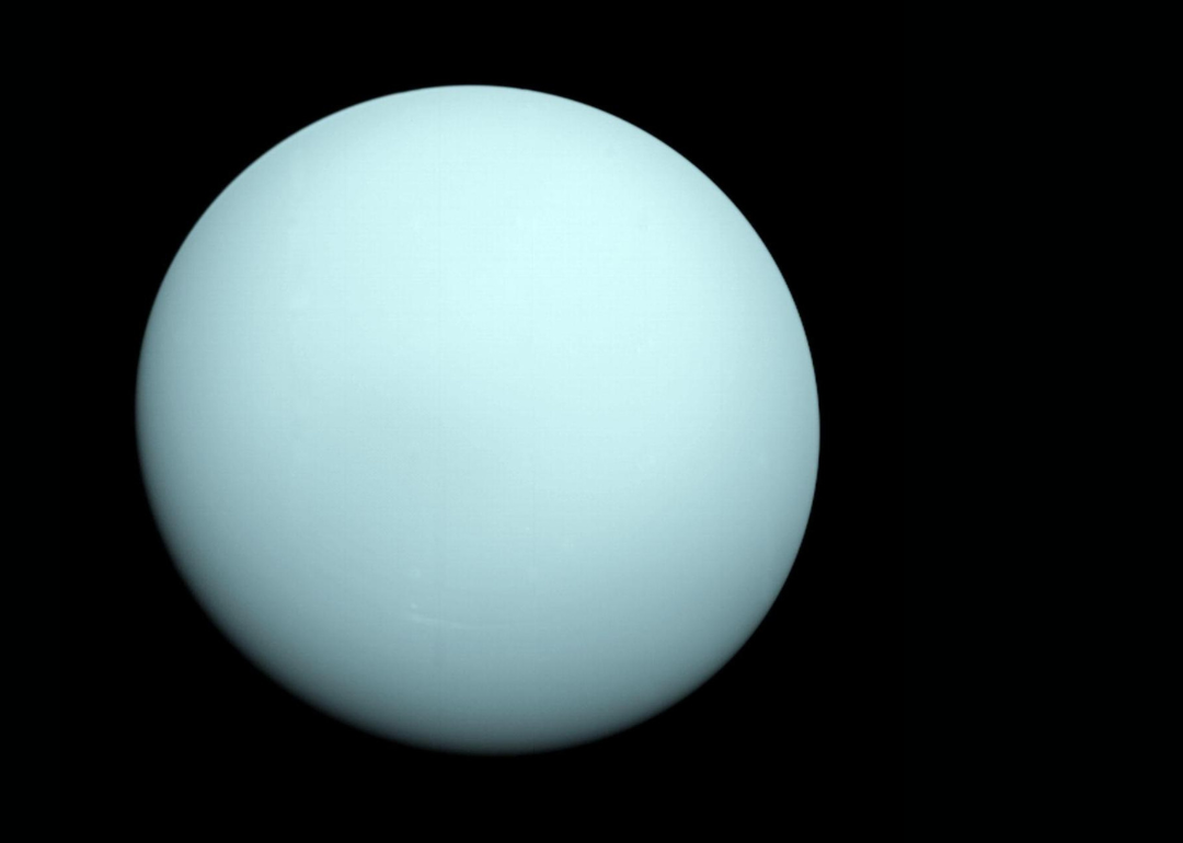 The planet Uranus as seen by the spacecraft Voyager 2 in 1986.
