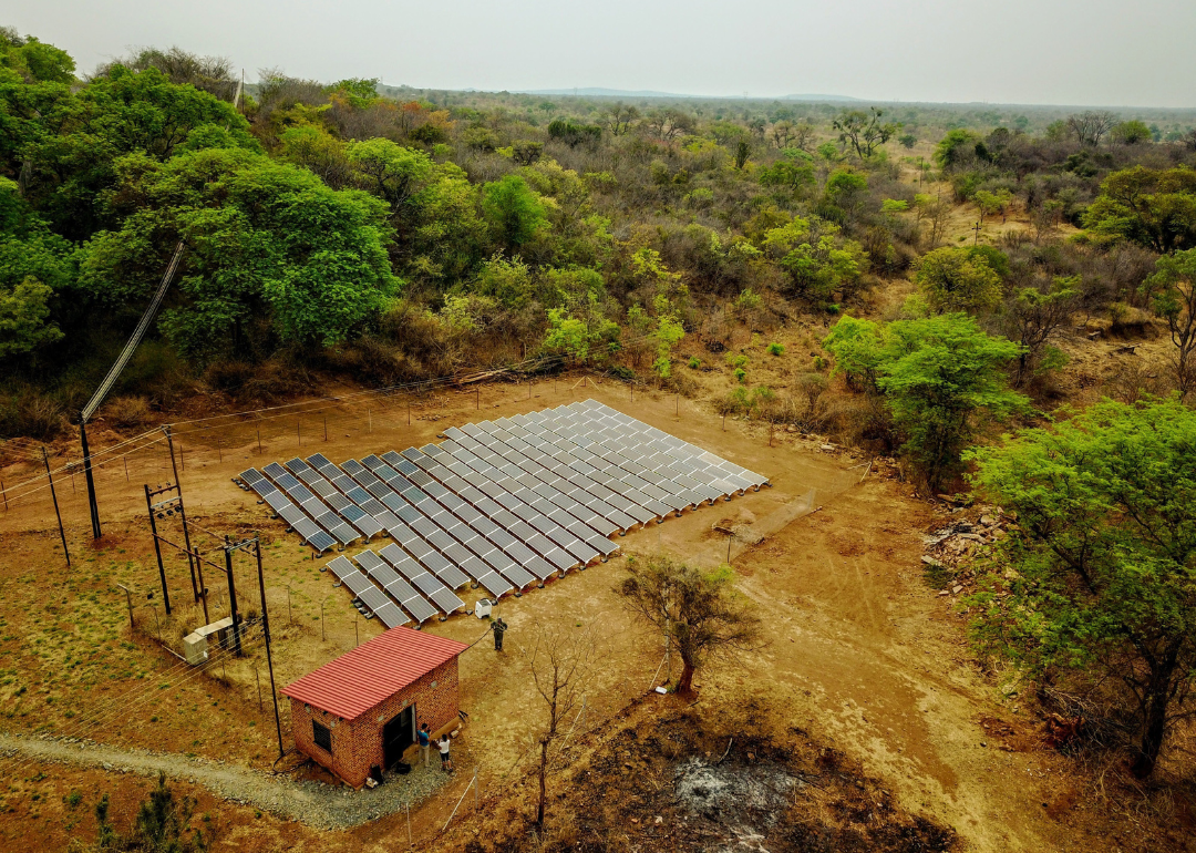 Ground-mounted solar panels in South Sudan.