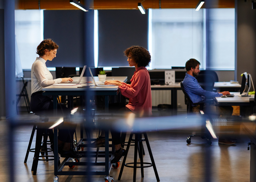 Young people working out of a coworking office.