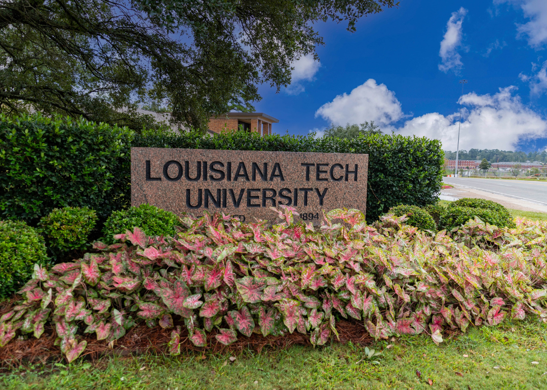 A Louisiana Tech University sign welcoming everyone to campus