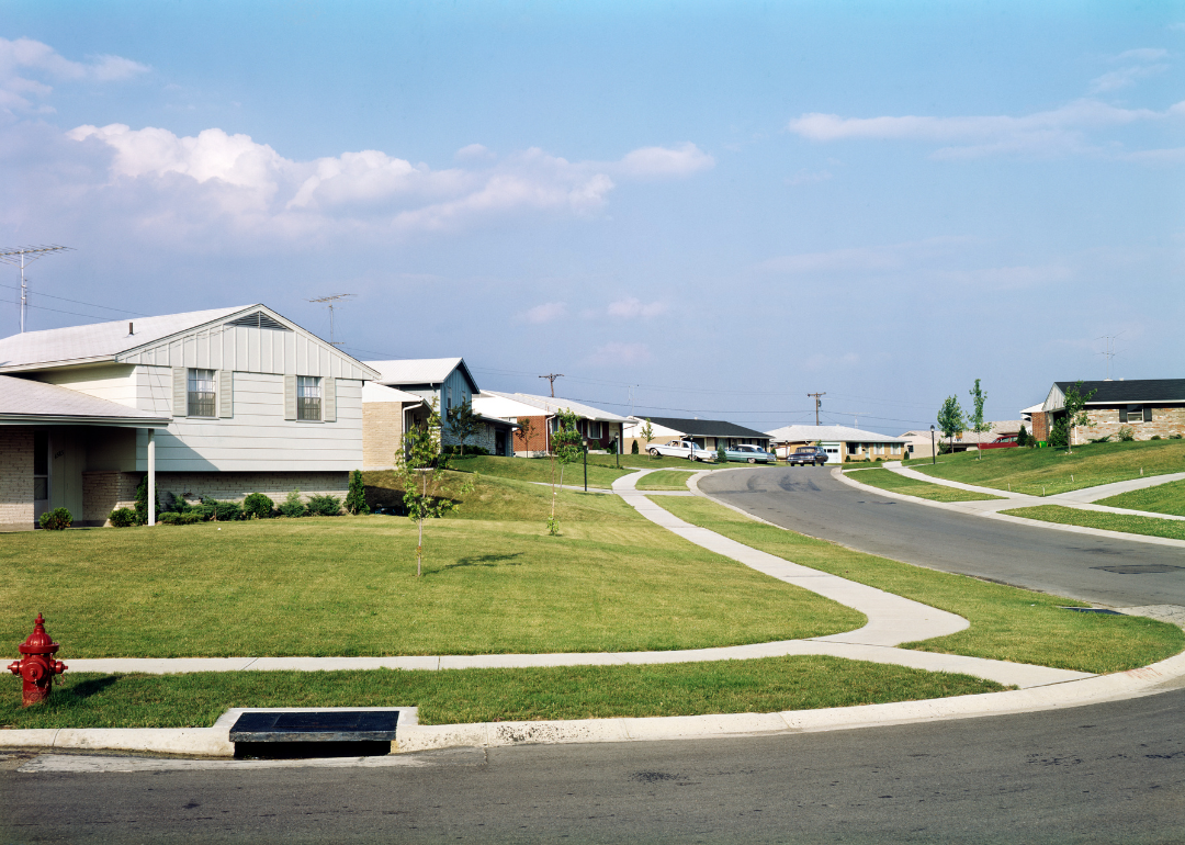 A suburban housing development of split level homes in 1966.