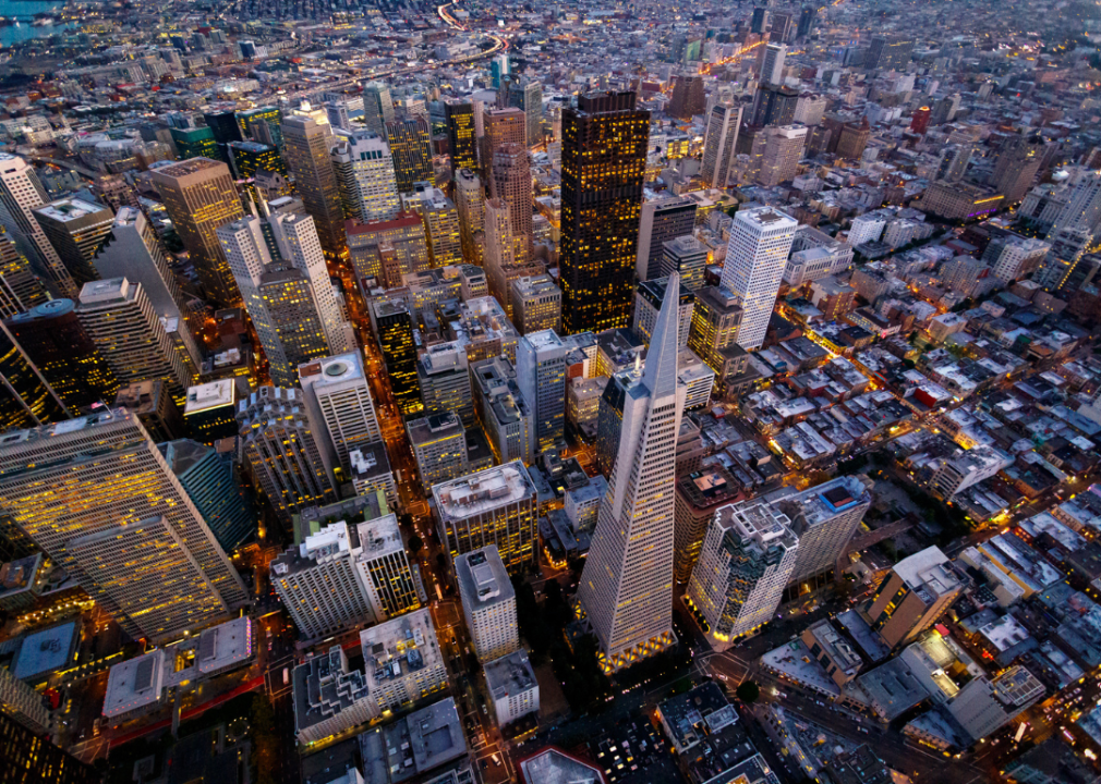 Aerial cityscape view of San Francisco, California