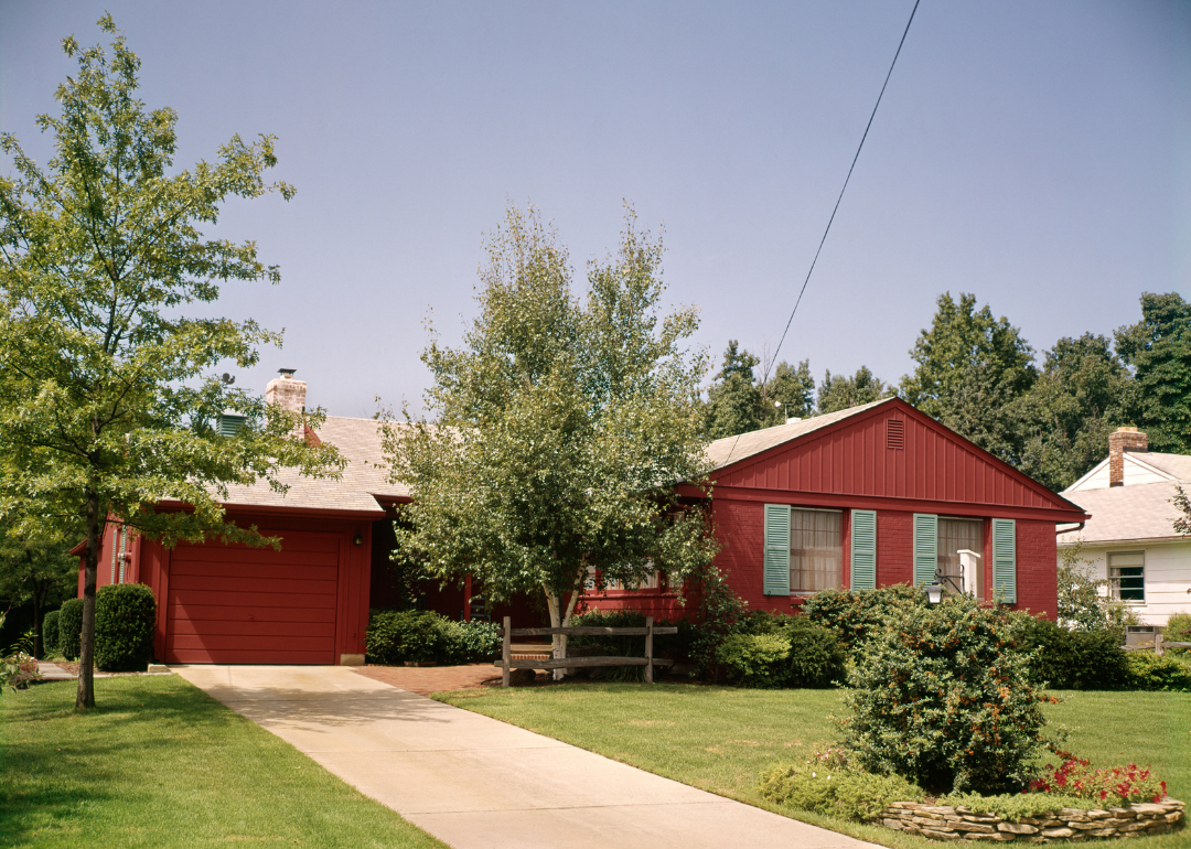 A red ranch-style home in 1968.