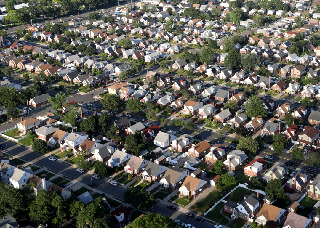 An aerial view of suburban Long Island in 2019.