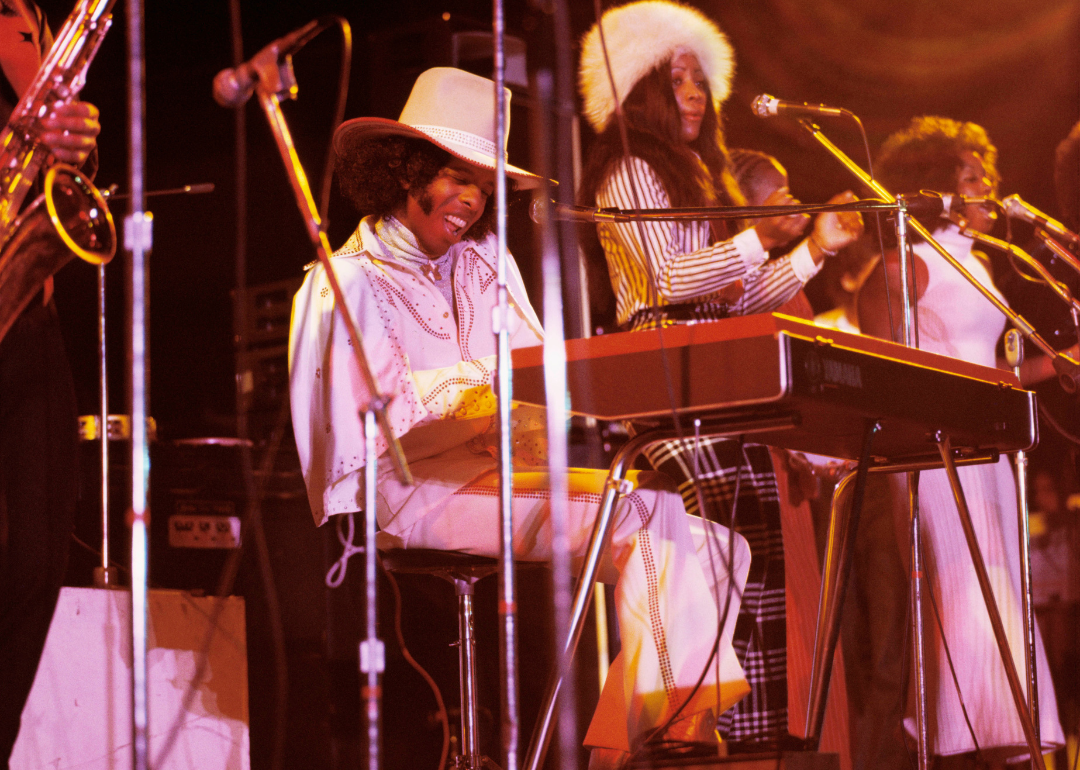 Sly and the Family Stone performing on stage in 1973.