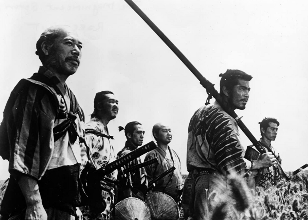 Toshirô Mifune, Minoru Chiaki, Daisuke Katô, Isao Kimura, Seiji Miyaguchi, and Takashi Shimura in Seven Samurai.