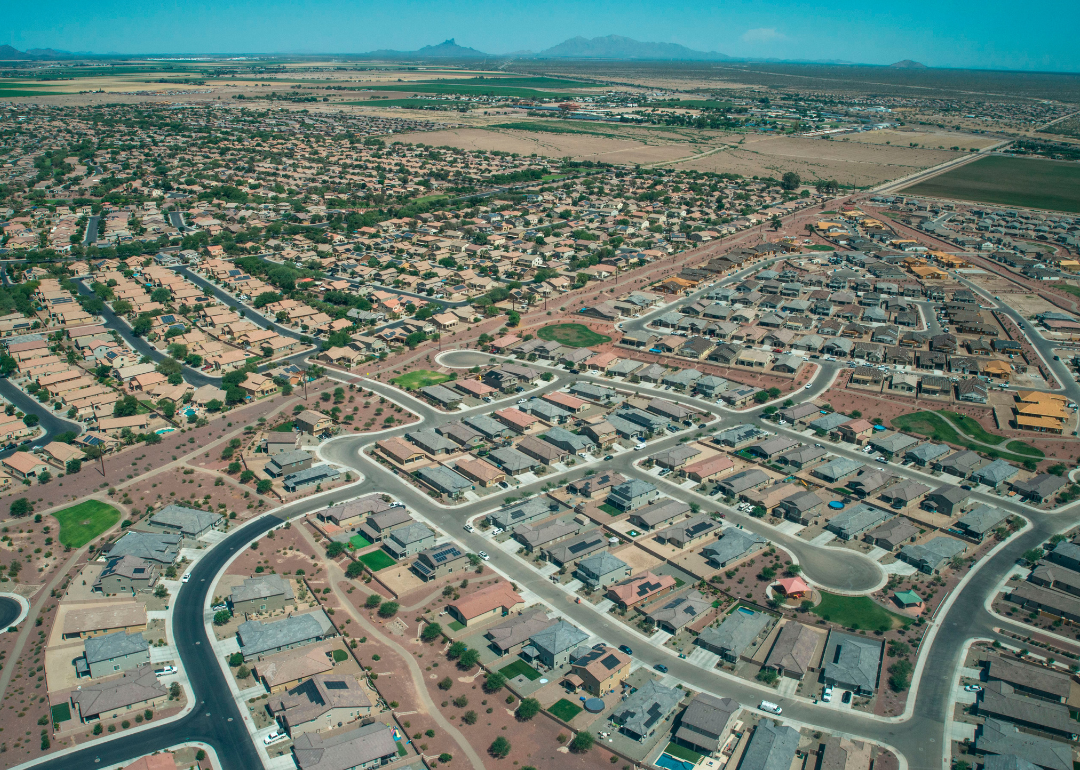 An aerial view of the Gladden Farms subdivision in the Sonoran Desert.