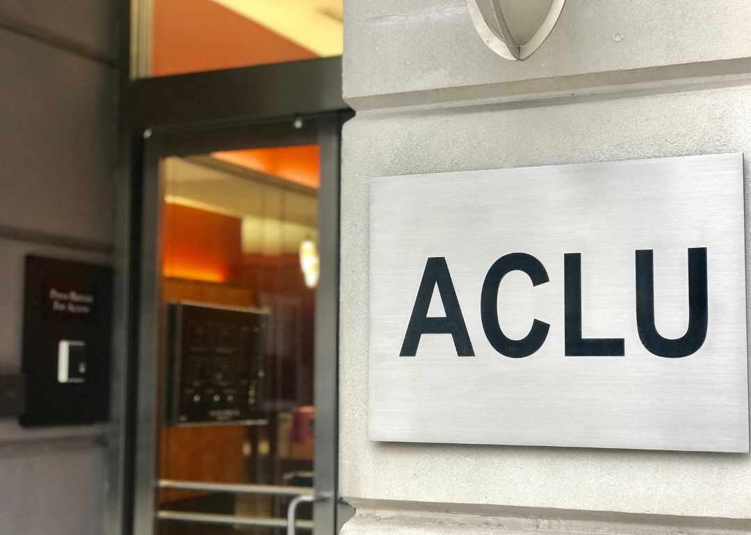 A sign outside the ACLU's DC office.