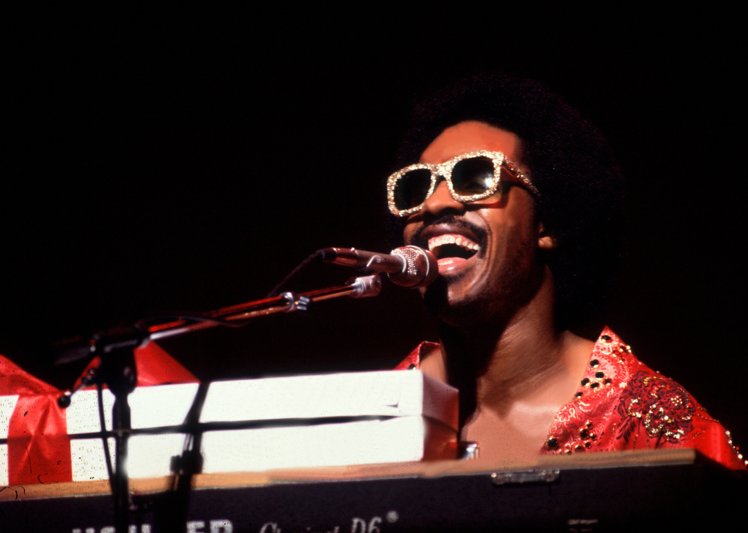 Stevie Wonder performing onstage at the Auditorium Theater in Chicago, Illinois, on November 28, 1979.