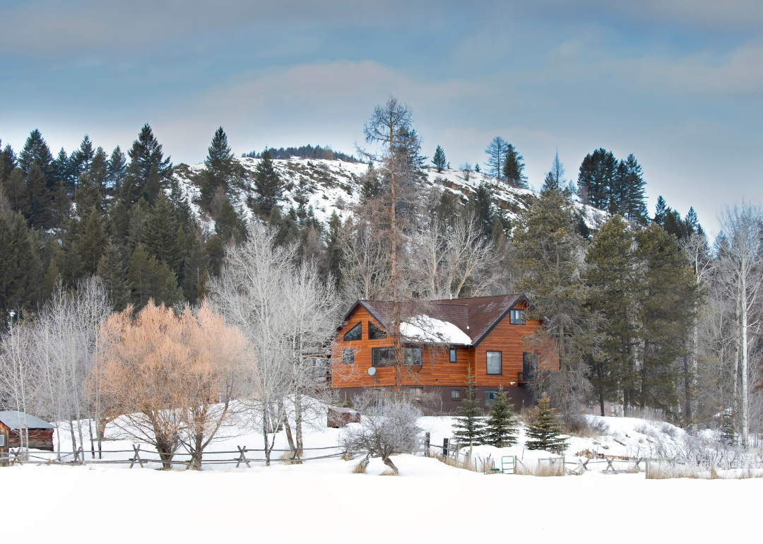 A country home in Montana during winter.