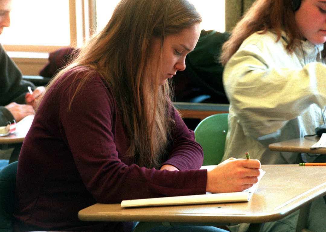 A student taking a test in 1999.