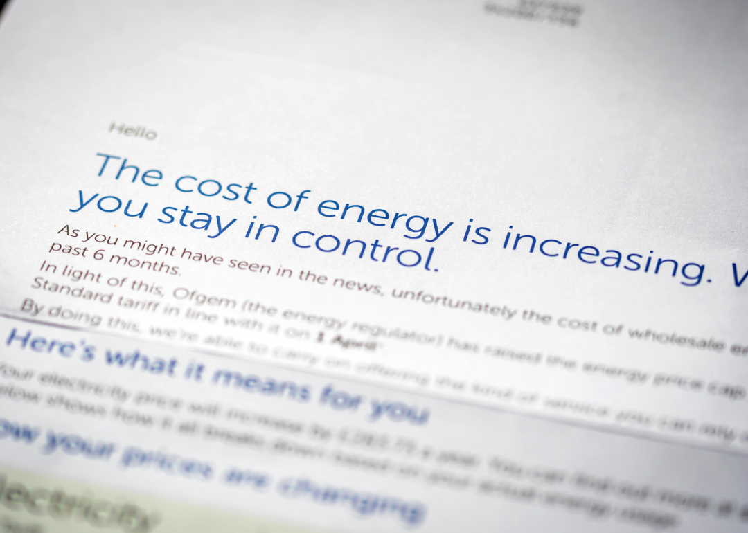 A letter from an energy company that explains rising costs