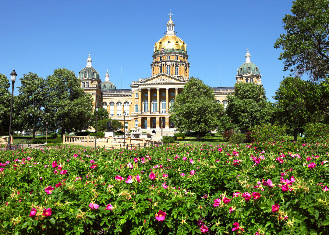 The Iowa State Capitol on a sunny day.