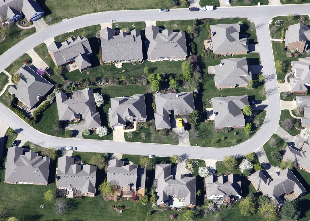 An aerial view of a neighborhood in West Virginia.