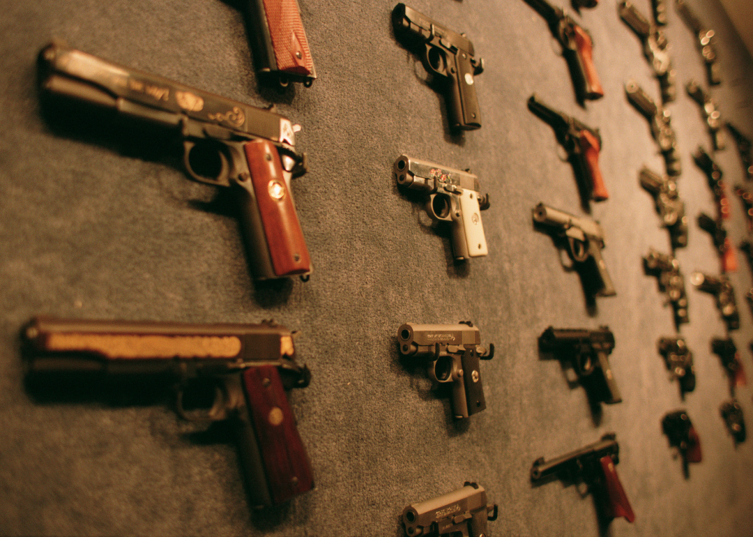 A collection of guns on display at a firearm factory in Hartford.