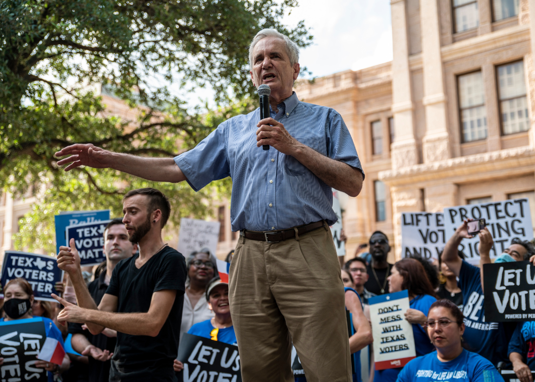 U.S. Rep. Lloyd Doggett (D-TX) speaking at a rally at the state Capitol on June 20, 2021 in Austin, Texas.