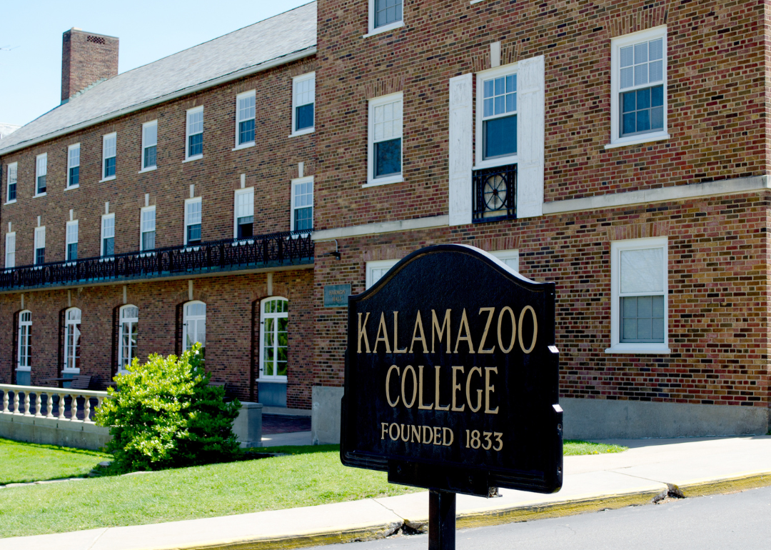 A sign outside Kalamazoo College in 2014.