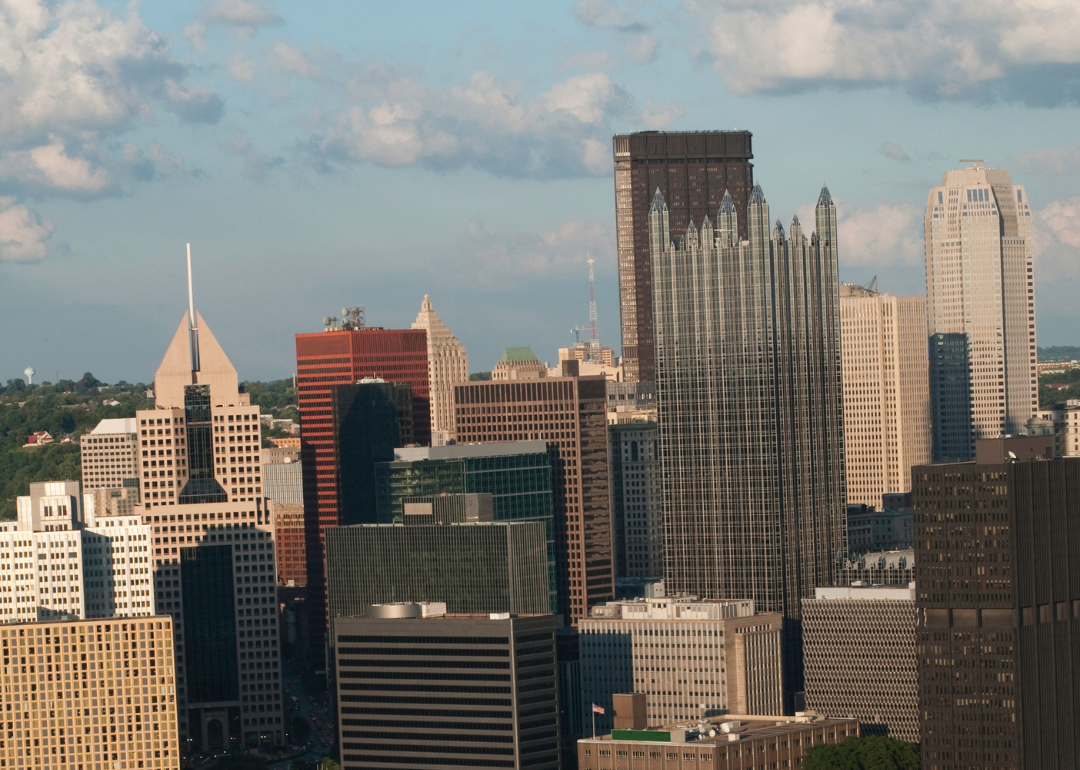 A view of the skyline in downtown Pittsburgh.