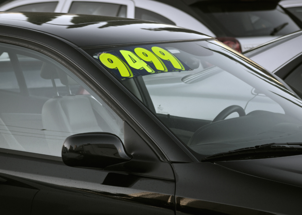 A car for sale in a used car lot