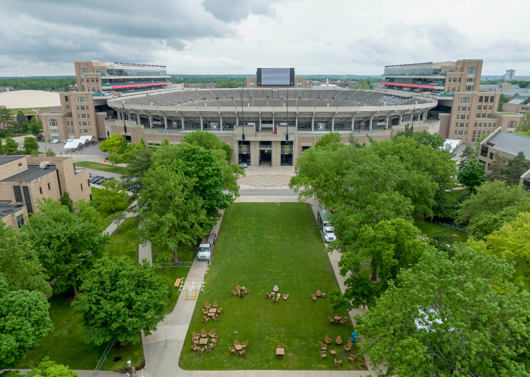 An aerial view of Notre Dame Stadium in May 2002.