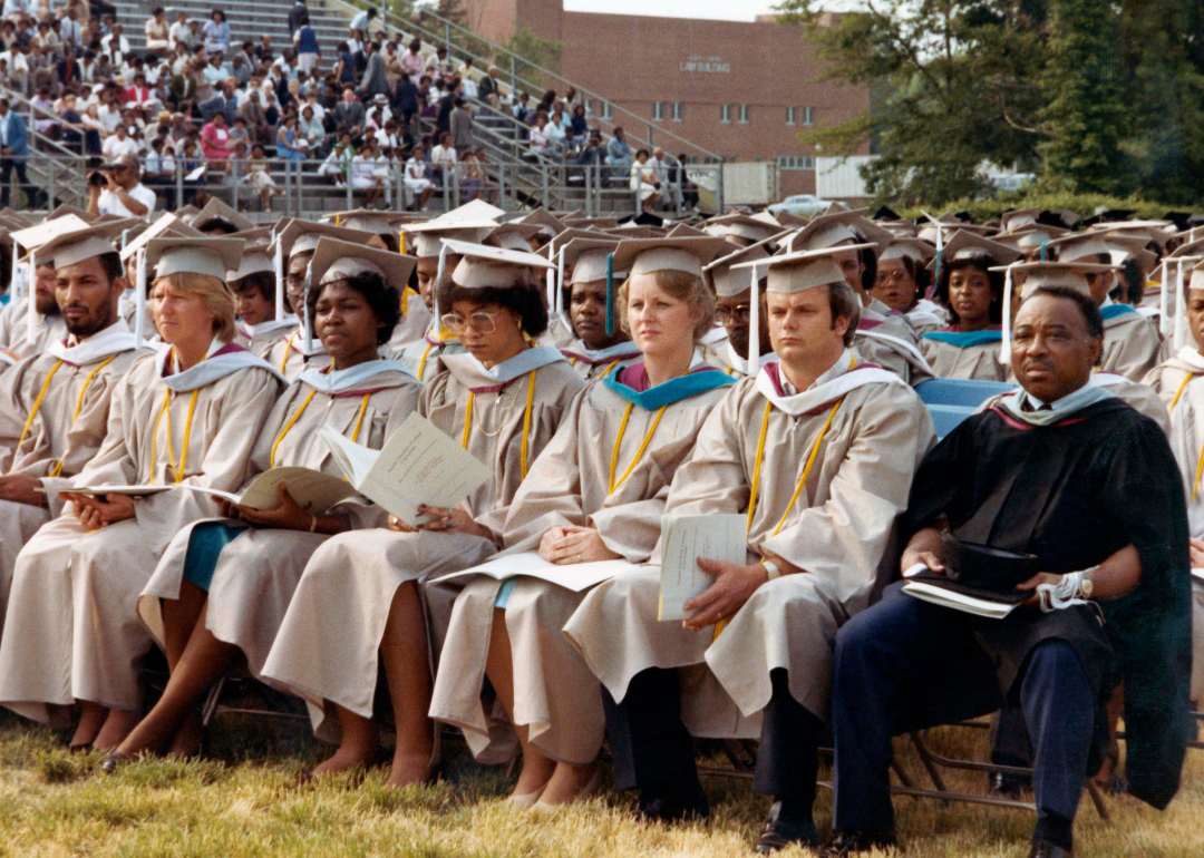 Graduates from North Carolina Central University in 1987.