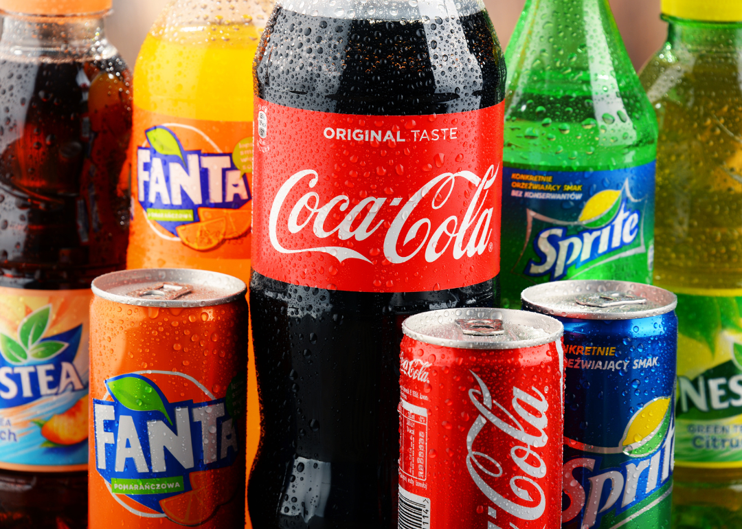 Various sweetened soft drinks.