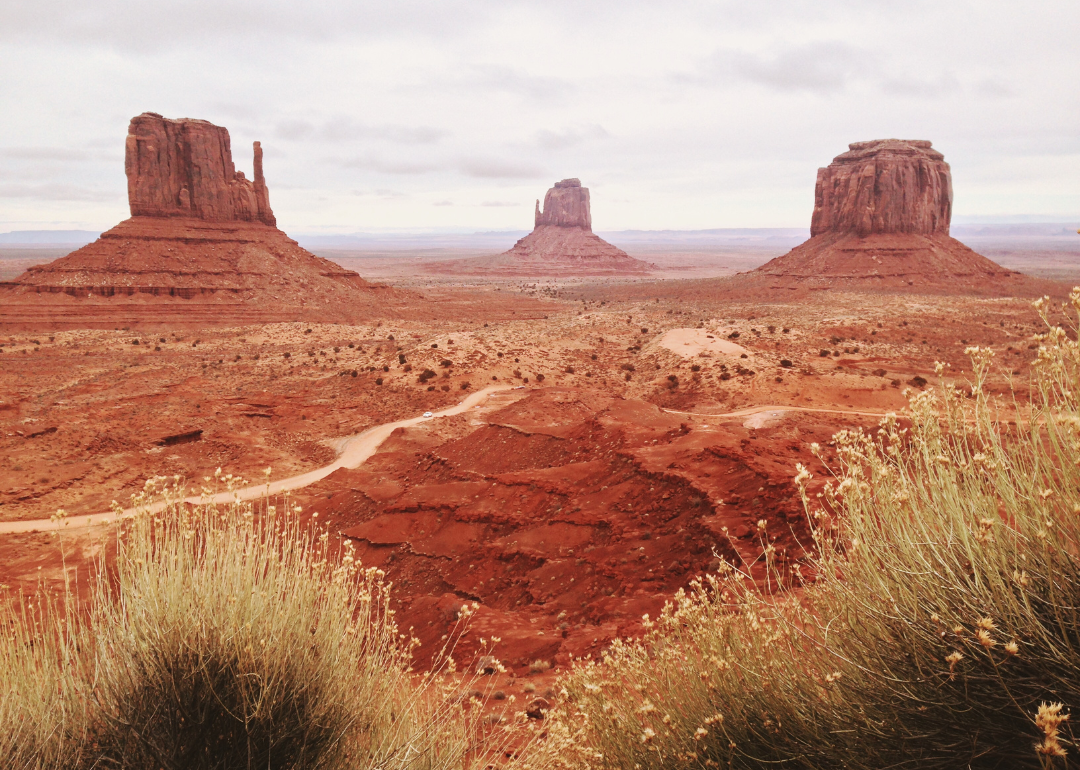 Sandstone rock formations in the desert.