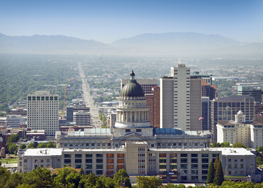 An aerial view of downtown Salt Lake City.