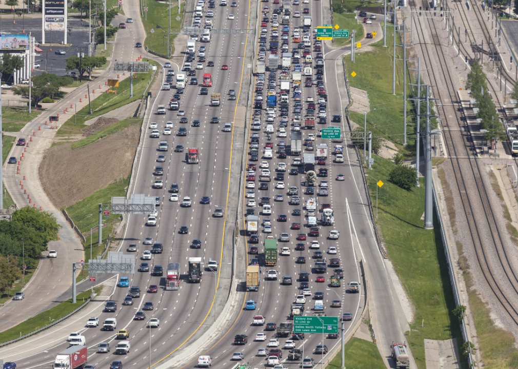 View of a crowded highway in Dallas