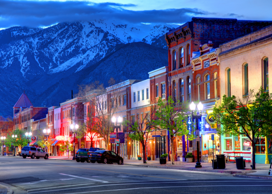 Downtown Ogden as seen at night.