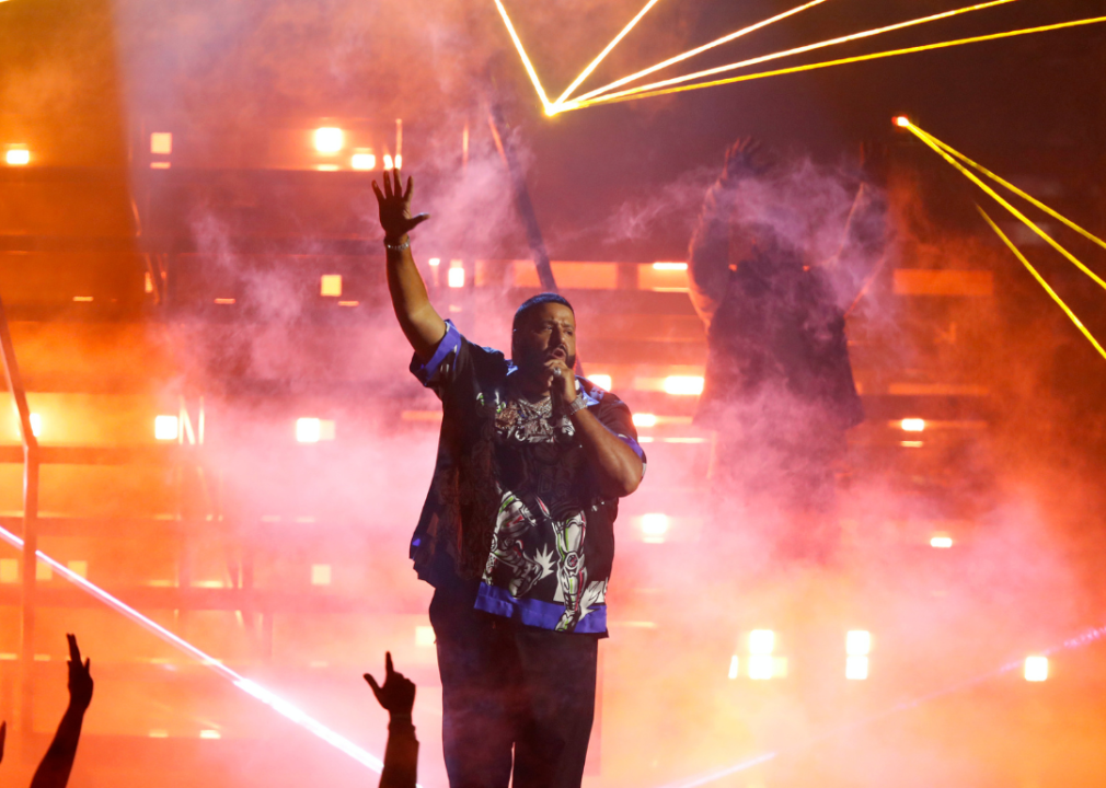 DJ Khaled performing onstage at the BET Awards 2021 at Microsoft Theater