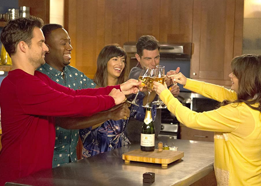 Actors in an episode of ‘New Girl’.