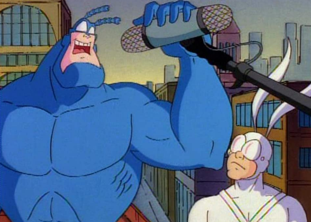 Actors in an episode of ‘The Tick’.