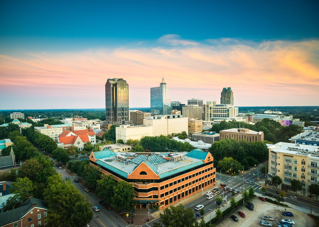 An aerial view of Raleigh, North Carolina.