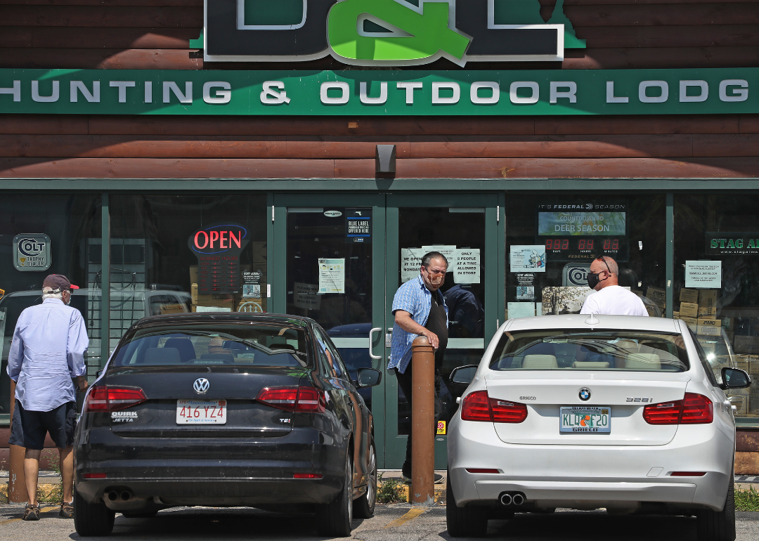 A line outside D&L Shooting Supplies in West Warwick.