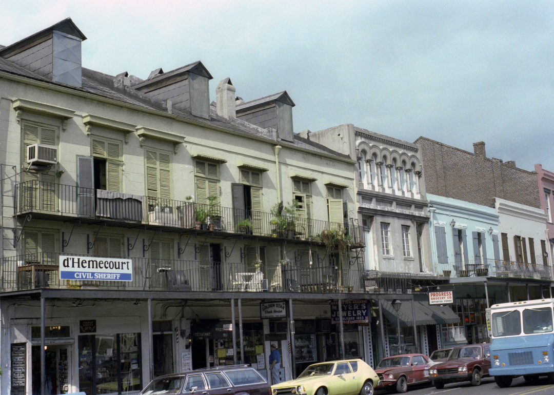 Apartments above storefronts in New Orleans in 1981.