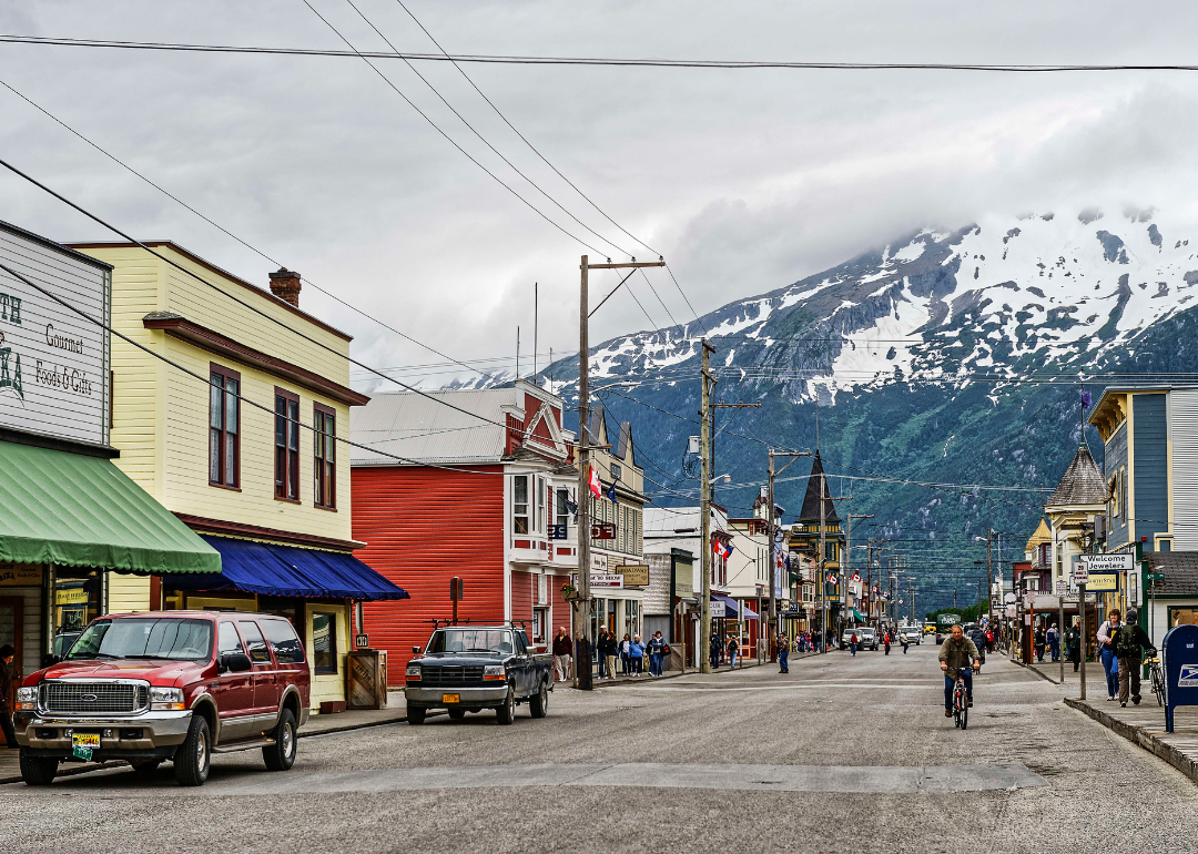 Shops on Main Street in Skagway, Alaska.