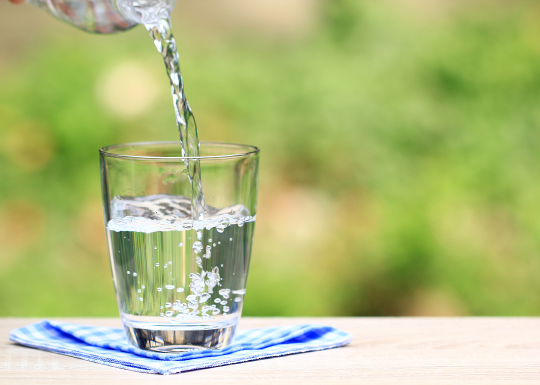 Water being poured into a glass.