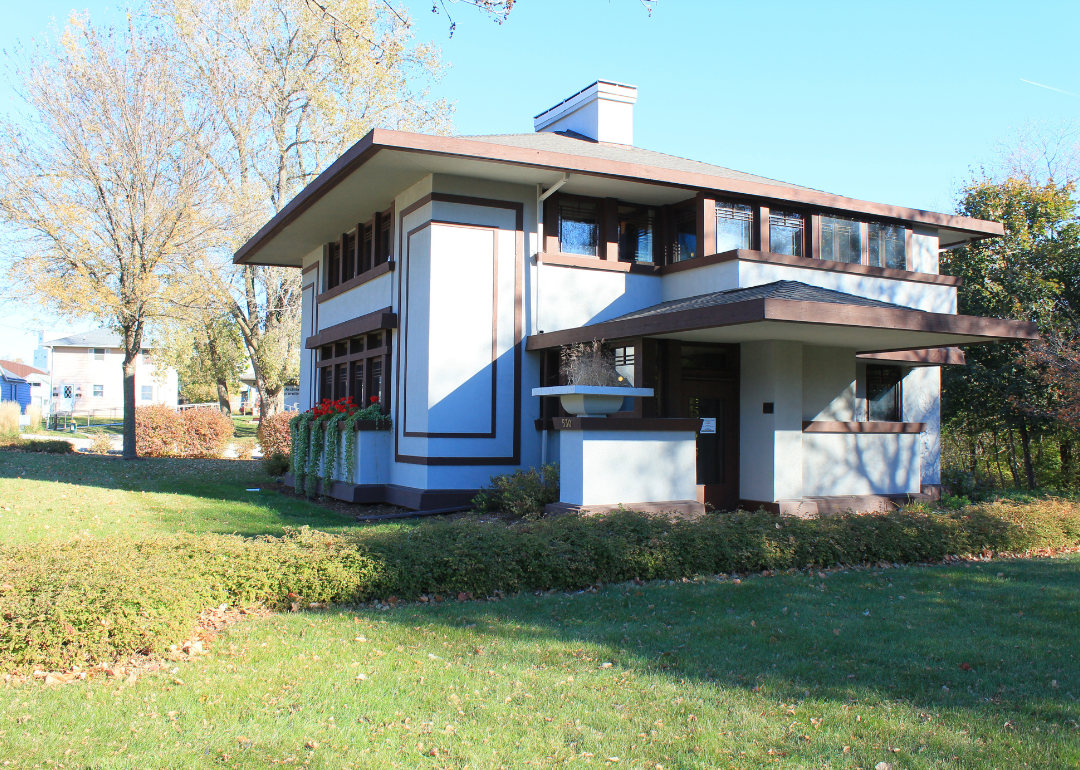 George Stockman Residence, designed by architect Frank Lloyd Wright, in Mason City, Iowa.