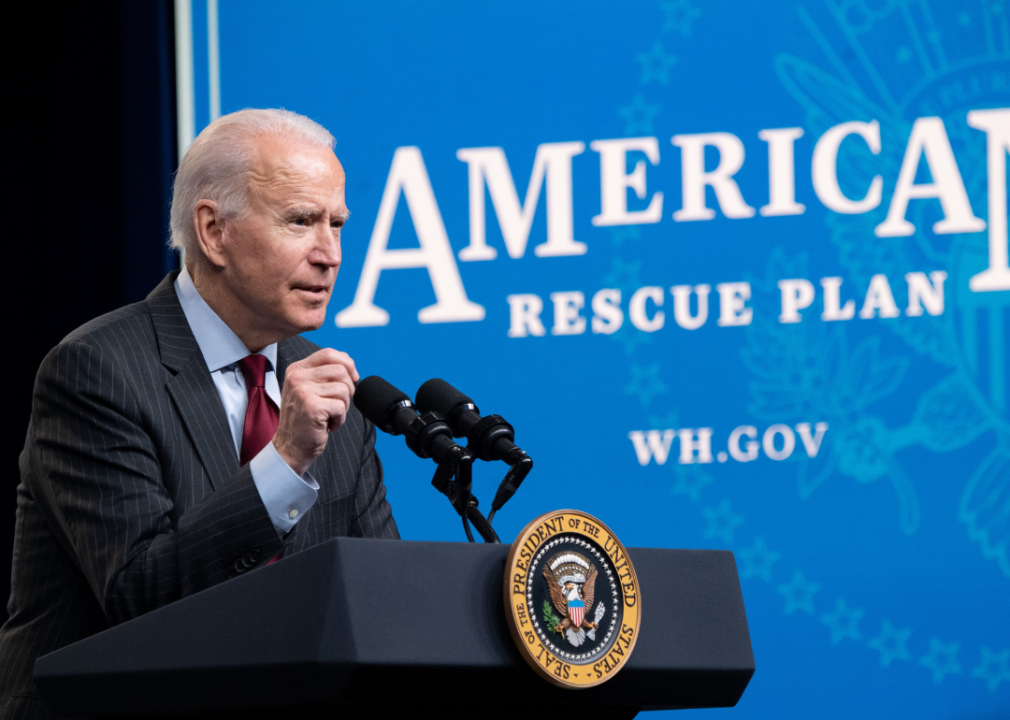 US President Joe Biden speaking about the American Rescue Plan